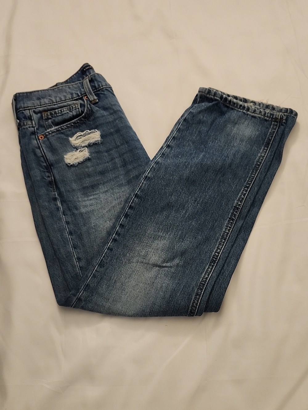 Lucky Brand Women's Boyfriend Jeans in Faded Blue with Distress